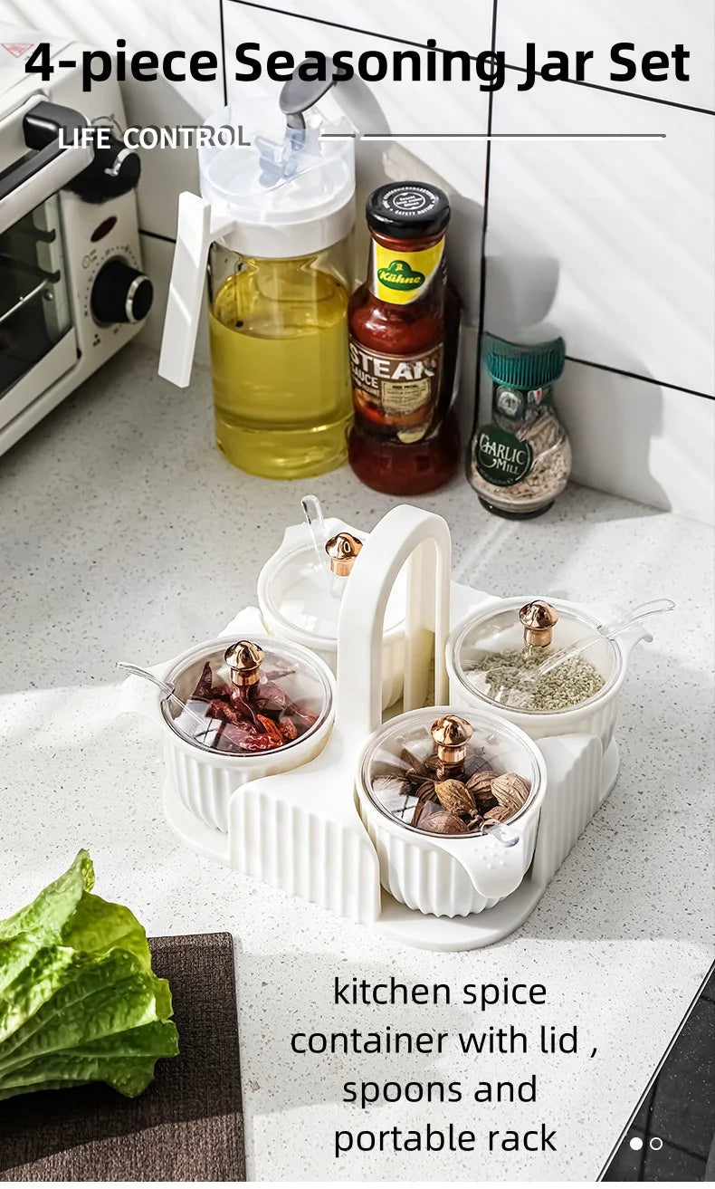 Multipurpose 4 pcs Storage Jar with Tray