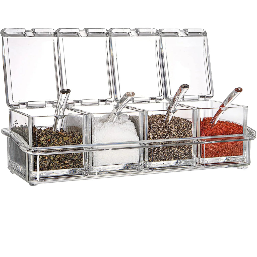 4-in-1 Spice Vault with Measuring Spoons and Airtight Lid Pack of 2
