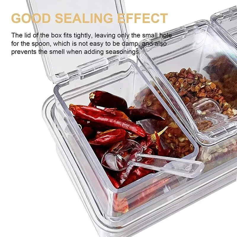 4-in-1 Spice Vault with Measuring Spoons and Airtight Lid Pack of 2