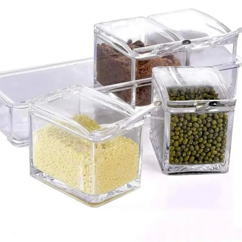 4-in-1 Spice Vault with Measuring Spoons and Airtight Lid Pack of 2