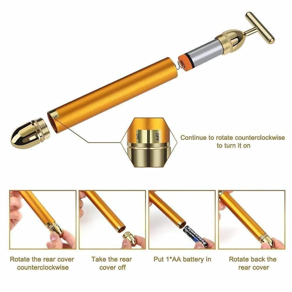 Gold Sculpting Bar Vibrating Facial Roller