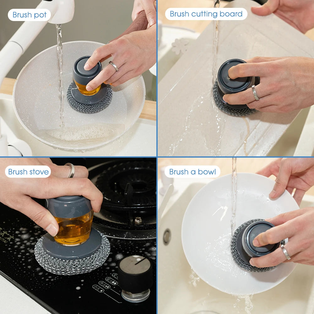 Kitchen Soap Dispensing Palm Brush (Pack of 2)