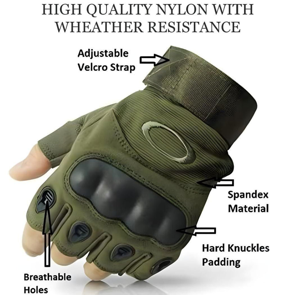 Fingerless Tactical Gloves for Men – Hard Knuckle Protection Half-Finger Gloves for Cycling, Airsoft, Hiking, Outdoor Work