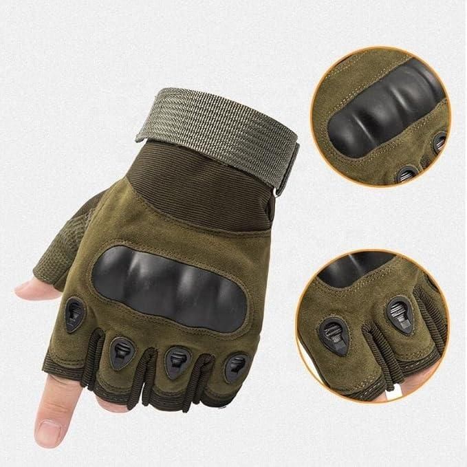 Fingerless Tactical Gloves for Men – Hard Knuckle Protection Half-Finger Gloves for Cycling, Airsoft, Hiking, Outdoor Work